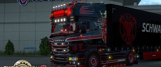 Scania Scania RS (RJL) Black & Red Griffin Skin + Accessory Parts Eurotruck Simulator mod