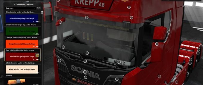 Interieurs Innenbeleuchtung von Andis Kreps (1.30.x) Eurotruck Simulator mod