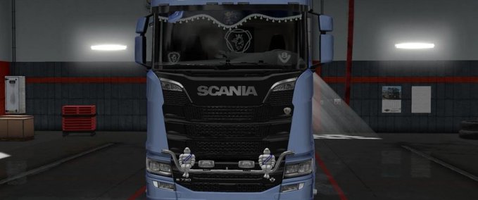 Scania LED Plate & Grill & Curtain & Logo (Mighty_Griffin) For scania S 2016 Eurotruck Simulator mod