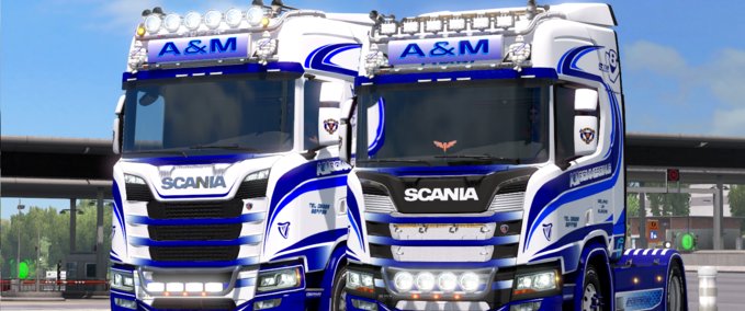 Skins A&M Commercials Paintjobs for Scania SR new generation Eurotruck Simulator mod