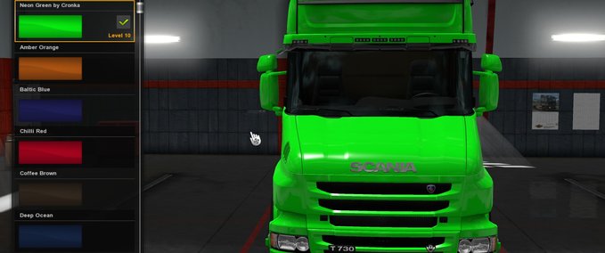 Skins Scania RJL Neon Grün by Cronka Eurotruck Simulator mod