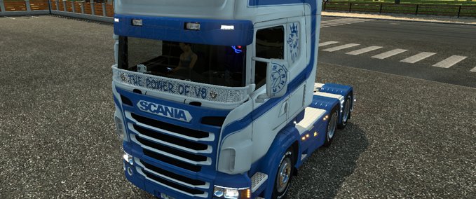 Skins Scania Topline Blau-Weiß-V8Edition Eurotruck Simulator mod