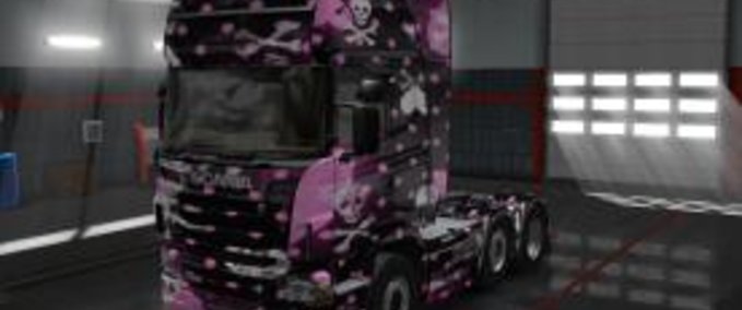 Skins Pink_Heart_and_Skull_ScaniaR2012 Eurotruck Simulator mod