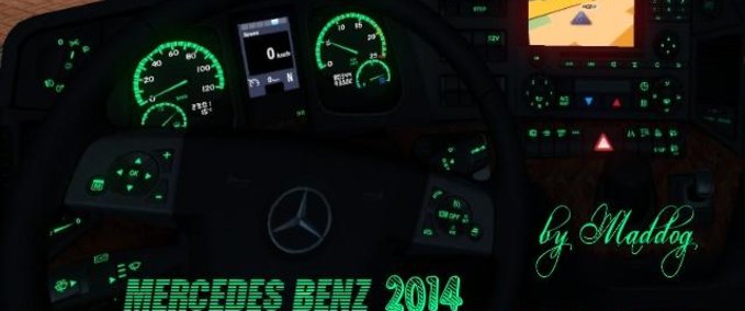 Interieurs MERCEDES BENZ 2014 TUNING INTERIOR DASHBOARD GRÜN Eurotruck Simulator mod