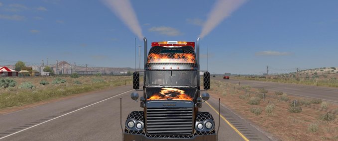 Trucks FREIGHTLINER CORONADO MODIFIZIERT + SKINS + ANHÄNGER 1.31.X American Truck Simulator mod