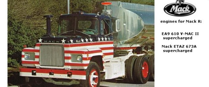 Anbauteile Motoren und Übersetzungen für den LKW MACK R American Truck Simulator mod