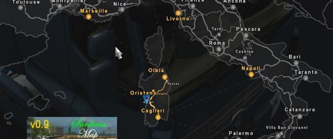Maps Fährverbindungen für die Sardinien Karte 1.32 Eurotruck Simulator mod