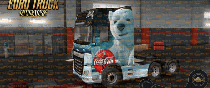 Skins Xmas Coca-Cola Bear Combo Skin DAF XF E6 + Ownership Trailer Eurotruck Simulator mod