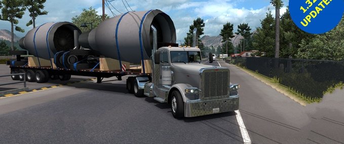 Trailer U.S. Amerikanische Überlängen, Überbreiten Schwertransportanhänger 1.32.x American Truck Simulator mod