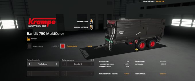 Auflieger Krampe Bandit750 - MultiColor | 100.000 Liter Landwirtschafts Simulator mod