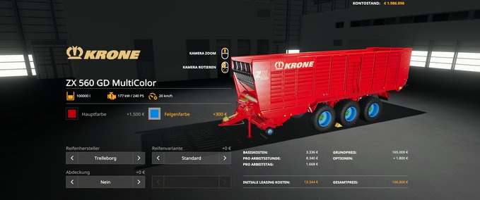 Ladewagen Krone zx560GD - MultiColor|100.000l Landwirtschafts Simulator mod