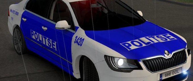 AI Estnisches Polizei Fahrzeug Skoda Superb (Blau Weiße Version) 1.33.x Eurotruck Simulator mod