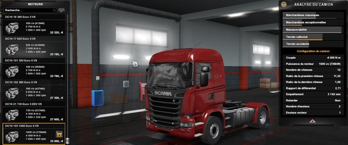 Scania 1000 PS Motor für Scanias 1.33.x Eurotruck Simulator mod