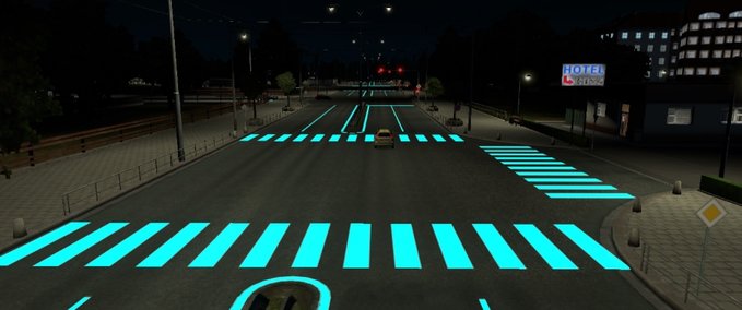 Maps Leuchtende Straßenmarkierungen 1.33.x Eurotruck Simulator mod