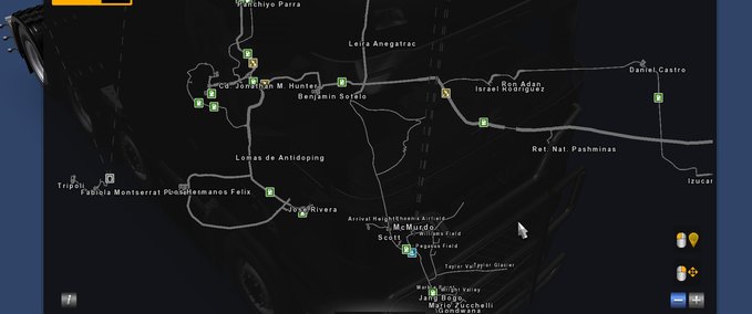 Maps Karte "Vanessa Pashmina" - Karte der Antarktis v0.6 Straßenverbindung 1.34.x Eurotruck Simulator mod