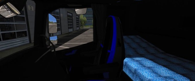 Interieurs Volvo FH 2012 Schwarz - Blaues Interieur mit blauem Knopflicht 1.34.x Eurotruck Simulator mod