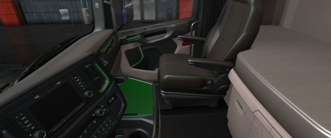 Interieurs Scania 2016 S & R Schwarz - Grünes Interieur 1.34.x Eurotruck Simulator mod