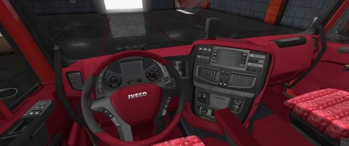 Interieurs Iveco Hi-Way Rotes Interieur 1.34.x Eurotruck Simulator mod
