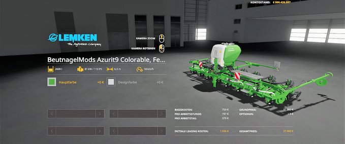 Saattechnik Lemken Azurit 9 Landwirtschafts Simulator mod