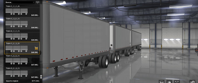Trailer Konfigurationen für Dreifachanhänger 1.34.x American Truck Simulator mod