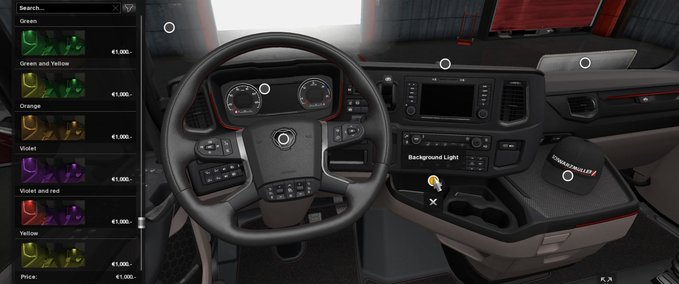 Scania Hintergrundbeleuchtung & V8 Hintergrundpanele für den NEW SCANIA R & S 1.35.X Eurotruck Simulator mod