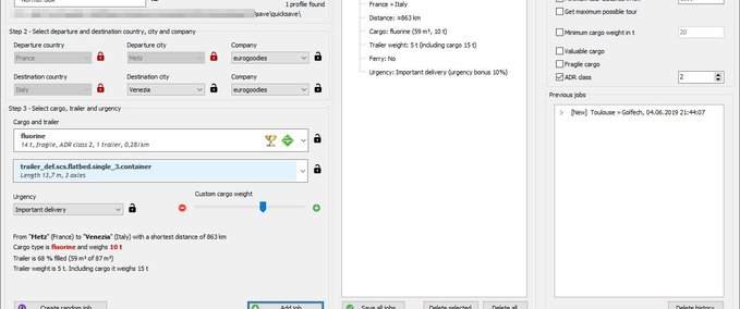 Sonstige EXPRESS CARGO CREATOR - CUSTOM CARGOS AND JOB LOGGER 1.35.X Eurotruck Simulator mod