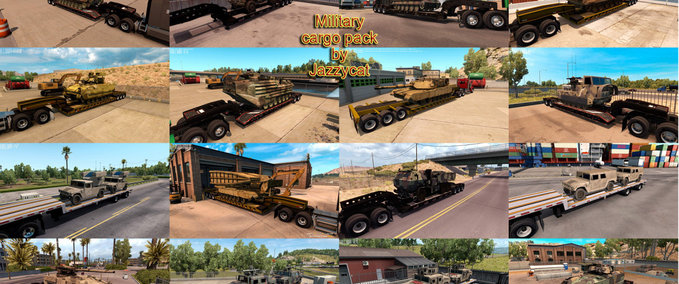 Trailer Cargo Paket "Militärfahrzeuge" 1.35.x American Truck Simulator mod