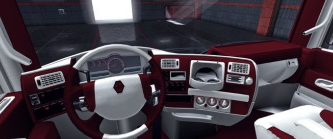 Interieurs RENAULT MAGNUM Rot - Weißes Interieur 1.35.x Eurotruck Simulator mod