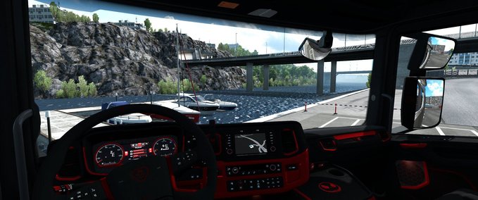Interieurs Scania S&R CMI Schwarz - Rotes Interieur 1.35 - 1.36 Eurotruck Simulator mod