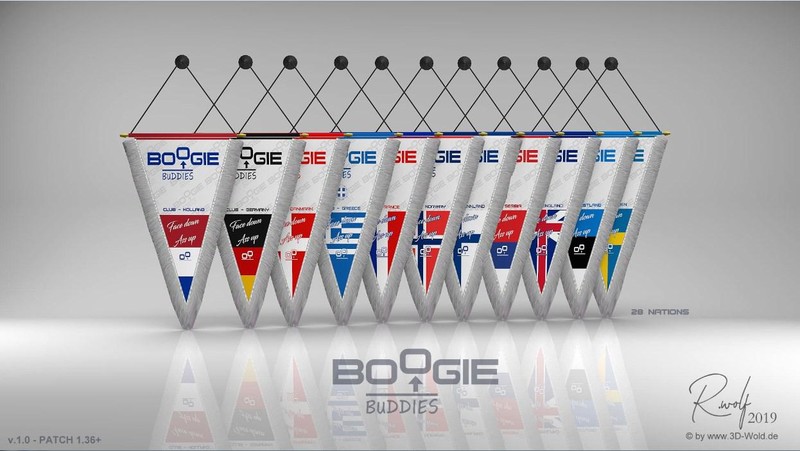 ets2: LKW Frontscheiben Wimpel "Boogie Buddie Clubs" 1.36.x v 1.0  Sonstige Mod für Eurotruck Simulator 2