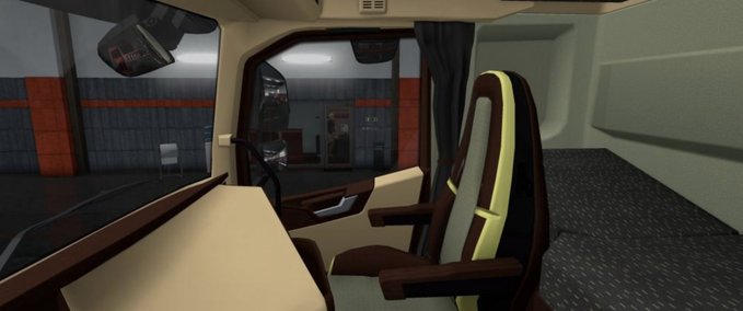Interieurs Volvo FH16 2012 cremefarbenes Holz Interieur + Blaue Anzeigentafel 1.36.x Eurotruck Simulator mod
