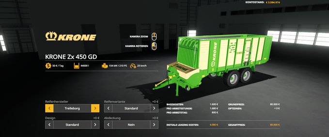 Ladewagen Krone Zx 450 GD Landwirtschafts Simulator mod