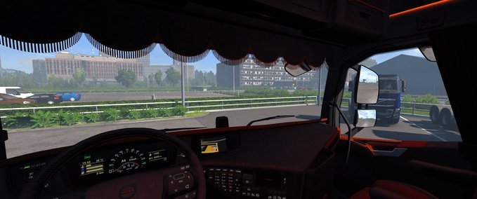 Interieurs VOLVO FH 2012 Schwarz - Bernsteinfarbenes Interieur [1.36.X] Eurotruck Simulator mod