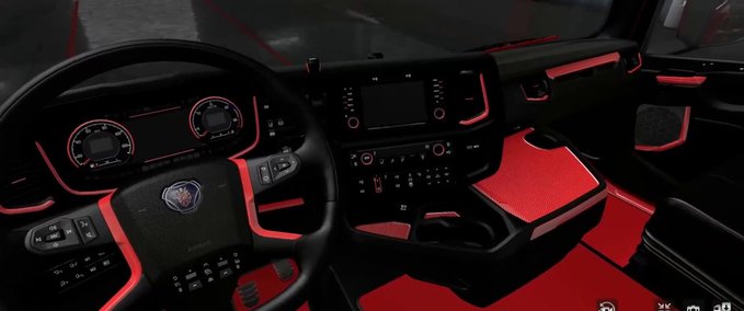 Interieurs Scania S & R 2016 Schwarz - Rotes Interieur [1.36.x] Eurotruck Simulator mod