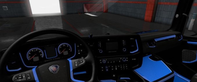 Interieurs Scania S & R 2016 Schwarz - Blaues Interieur [1.36.x] Eurotruck Simulator mod