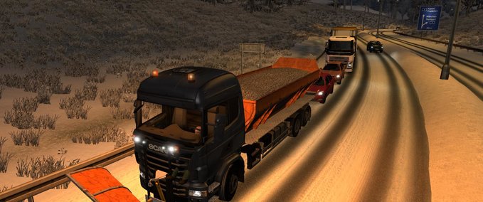 AI Scania Winterdienst LKW mit Schneepflug im Straßenverkehr [1.36.x] Eurotruck Simulator mod