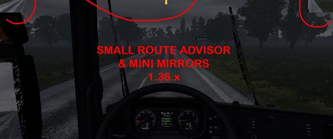 Sonstige Kleiner Routenplaner & kleine Außenspiegel [1.36.X] Eurotruck Simulator mod