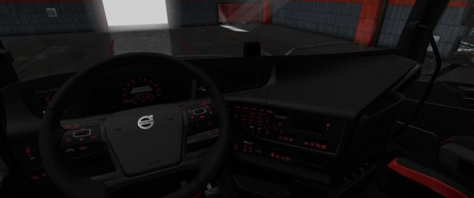 Interieurs Volvo FH 2012 Schwarz - Rotes Interieur mit roter Knopfbeleuchtung [1.36.x] Eurotruck Simulator mod