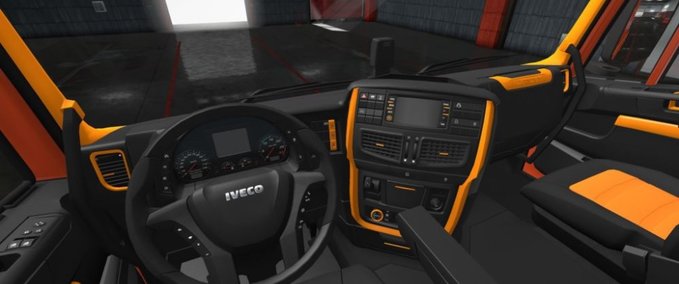 Interieurs Iveco Hi Way Schwarz - Oranges Interieur [1.36.x] Eurotruck Simulator mod