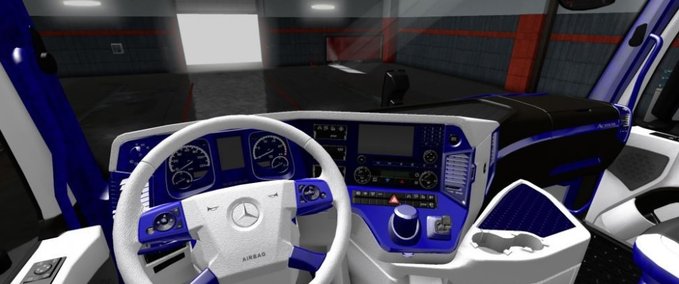 Interieurs Mercedes Actros 2014 Blau - Weißes Interieur [1.36.x] Eurotruck Simulator mod