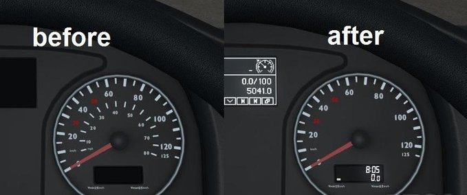 Mercedes SCS MAN TGX E6 – SPEEDOMETER WITHOUT MPH SCALE Eurotruck Simulator mod