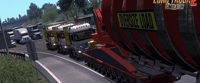 Trailer Mega Industrial Cable Reel Transport with Support Trucks [1.36.x] Eurotruck Simulator mod