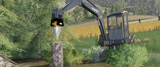 Sonstige Anbaugeräte Cone Stump Cutter For Volvo ECR-80 Landwirtschafts Simulator mod