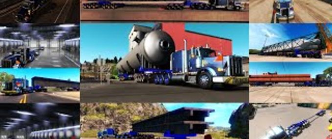 Trailer Übergewicht 9-Achs-Dolly-Anhänger mit Lenk- und Hubachse 1.36 American Truck Simulator mod