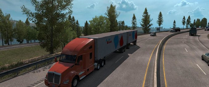 Trailer [ATS] MULTIPLE TRAILERS IN TRAFFIC V7.1 1.37.X American Truck Simulator mod