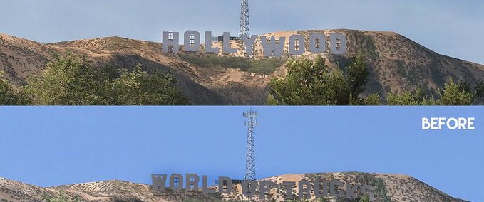 Mods HOLLYWOOD SIGN IN LOS ANGELES UPDATED V1.1 1.37.x American Truck Simulator mod