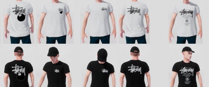 Skater XL: Stussy T-shirts v v1 Gear, Real Brand, Short Sleeve T-Shirt