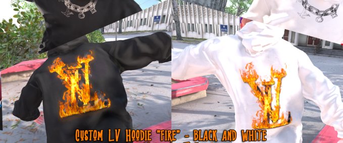 Gear LV Hoodie "Fire" (custom hoodie)Color: balck/withe Skater XL mod