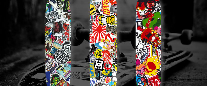 Gear Sticker Bomb deck Pack - NaS121 Skater XL mod