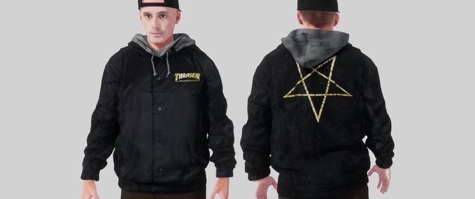 Gear Thrasher Pentagram Coaches Jacket Skater XL mod